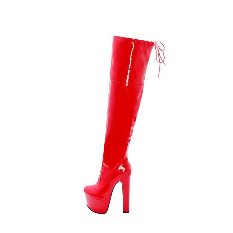 [ Hàng sẵn size 35-40] Boot đùi cao gót 17cm màu đỏ da bóng TÔN DÁNG GCC12203