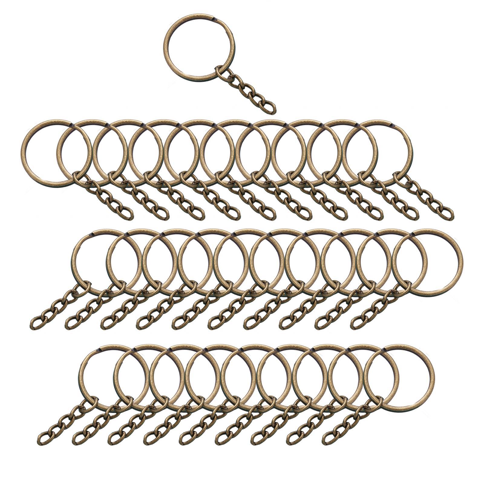 30Pcs Split Keyrings with Chain 1" 25mm Keychain Rings Key Chain Rings Set for DIY Crafts