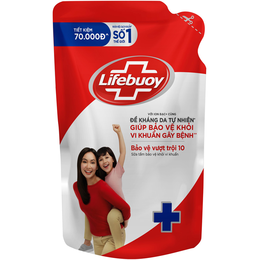 Sữa Tắm Lifebuoy Sạch Khuẩn Bảo Vệ Khỏi 99.9% Vi Khuẩn Chứa Ion Bạc+ Hỗ Trợ Cùng Đề Kháng Da Tự Nhiên Túi 800G