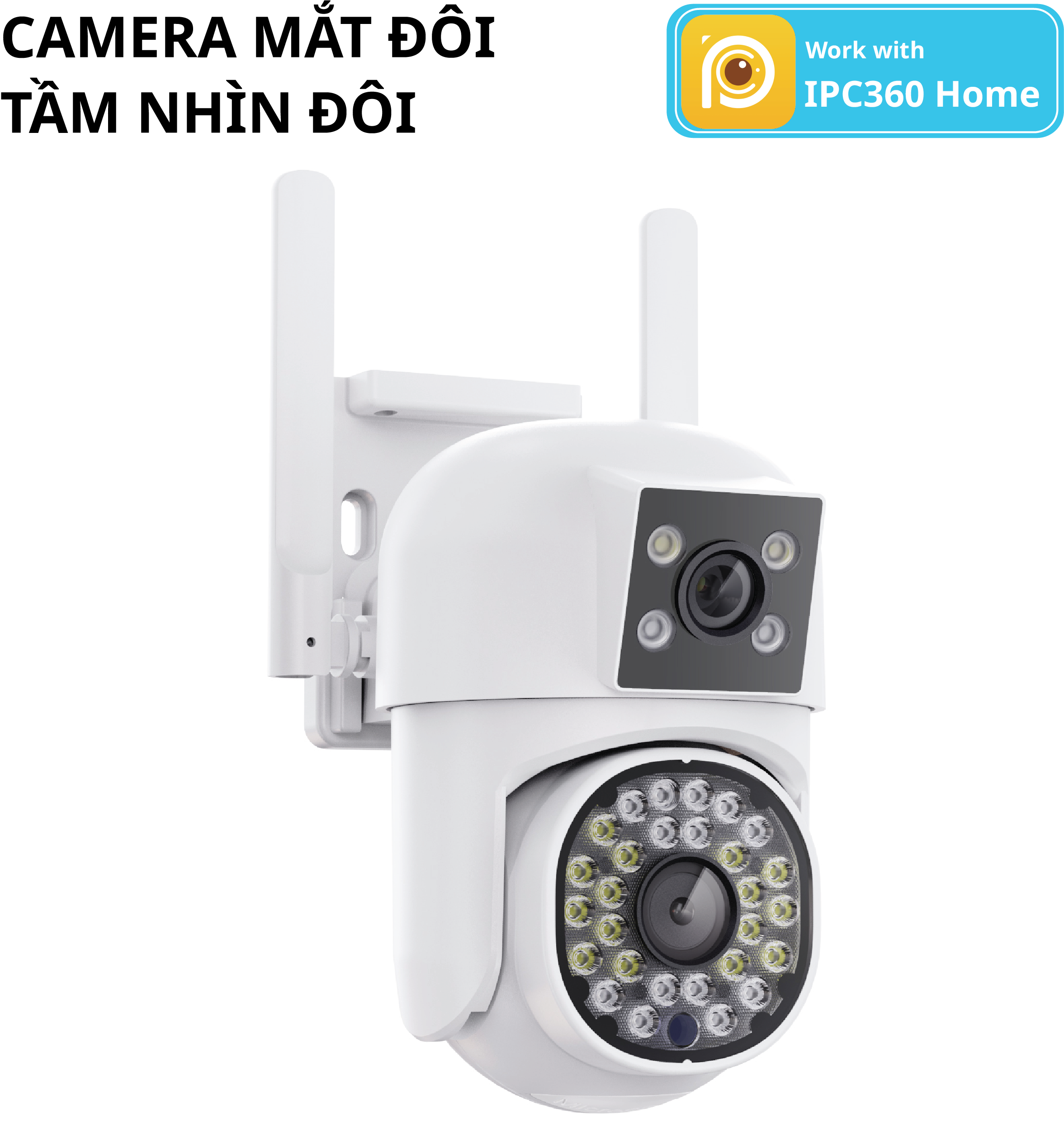 Camera Wifi IPC360 Home PC206, ống kính kép 1080P (FHD), màn hình đôi , chống nước IP66 dùng cho ngoài trời (Hàng nhập khẩu)