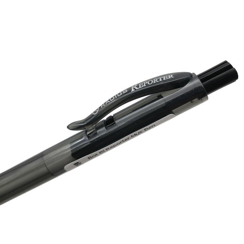 Hộp 12 Bút Bi Bấm Reporter 0.5 mm - Radius - Mực Đen