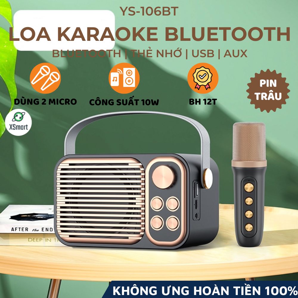 Loa Bluetooth Hát Karaoke Âm Thanh Siêu Hay YS-106BT Chỉnh Giọng Hát Pro-Hàng Chính Hãng