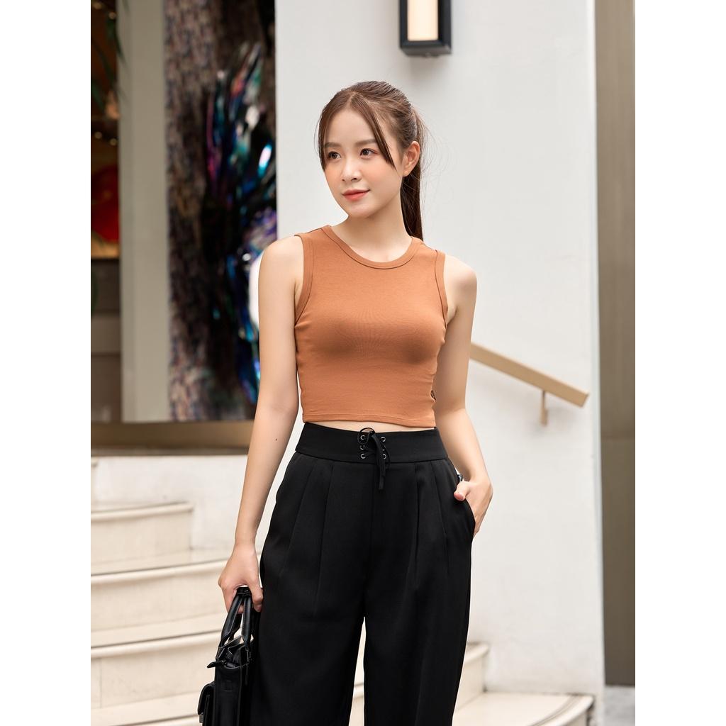 Áo ba lỗ nữ YODY croptop hack dáng chất liệu cotton mềm mịn co giãn - BLN5048