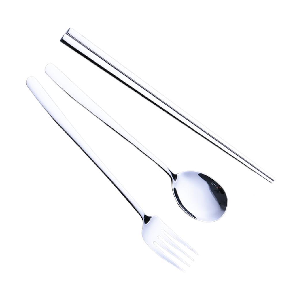 Stainless Steel Flatware Chopsticks Fork Spoon Set, Travel Cutlery Set