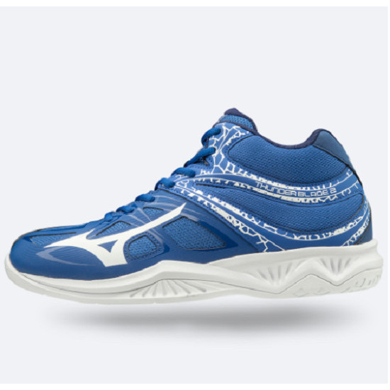 Giày cầu lông Mizuno Thunder Blade 2 V1GA197506 êm ái, thoáng khí, chống lật cổ chân, dành cho nam màu xanh đế trắng đủ size