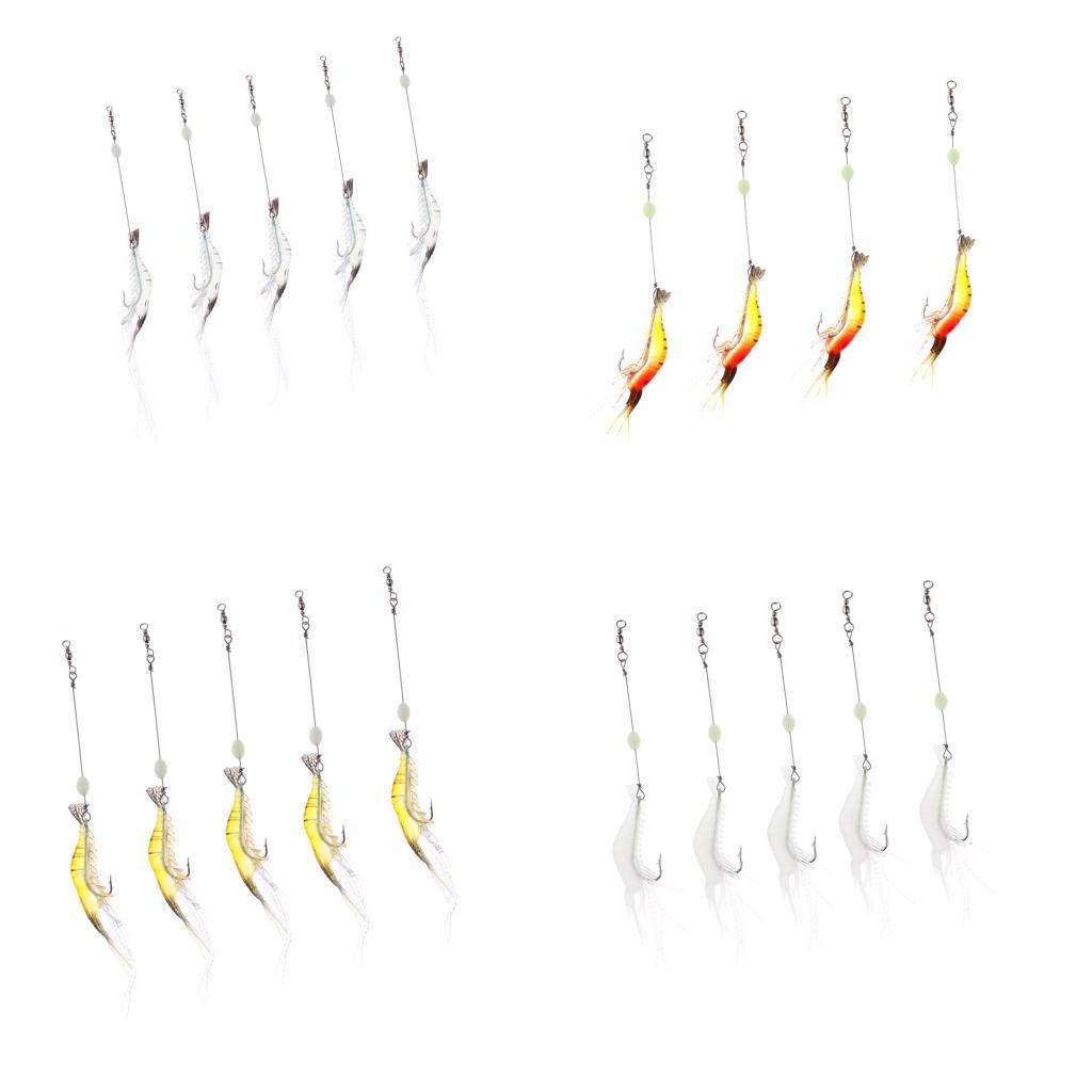 5 Pieces Shrimp Fishing Lure Luminous Shrimp Bait Saltwater Lures Fishing Tackle Lifelike Shape and Touching Feeling