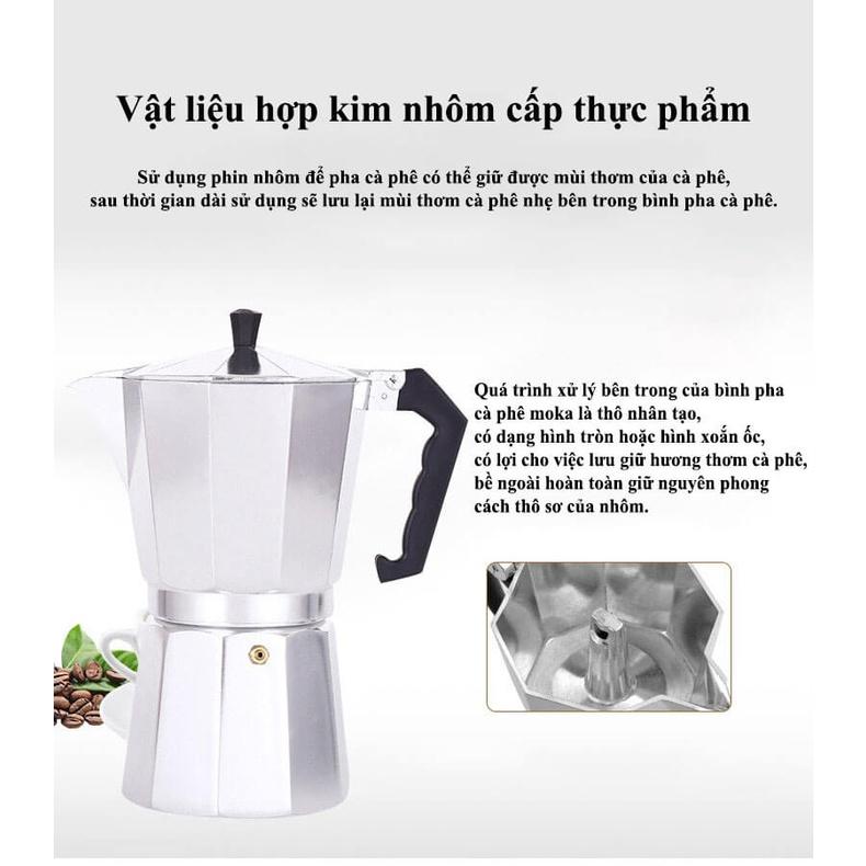 Ấm pha Cà phê Moka , chất liệu inox an toàn, dung tích 300ml