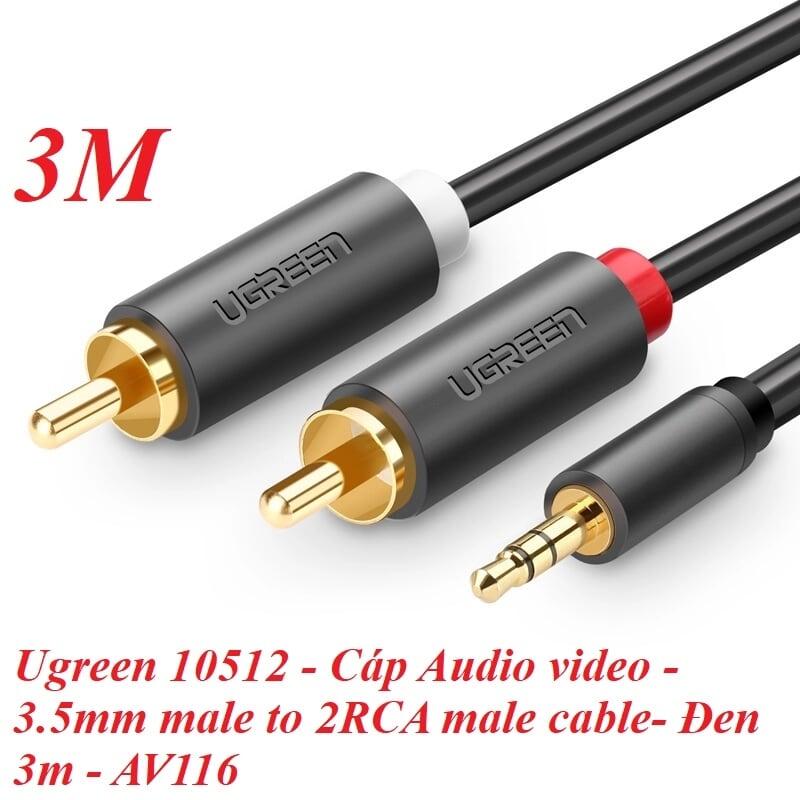 Ugreen UG10512AV116TK 3M màu Đen Cáp âm thanh 2 đầu Bông sen sang 3.5mm dương - HÀNG CHÍNH HÃNG