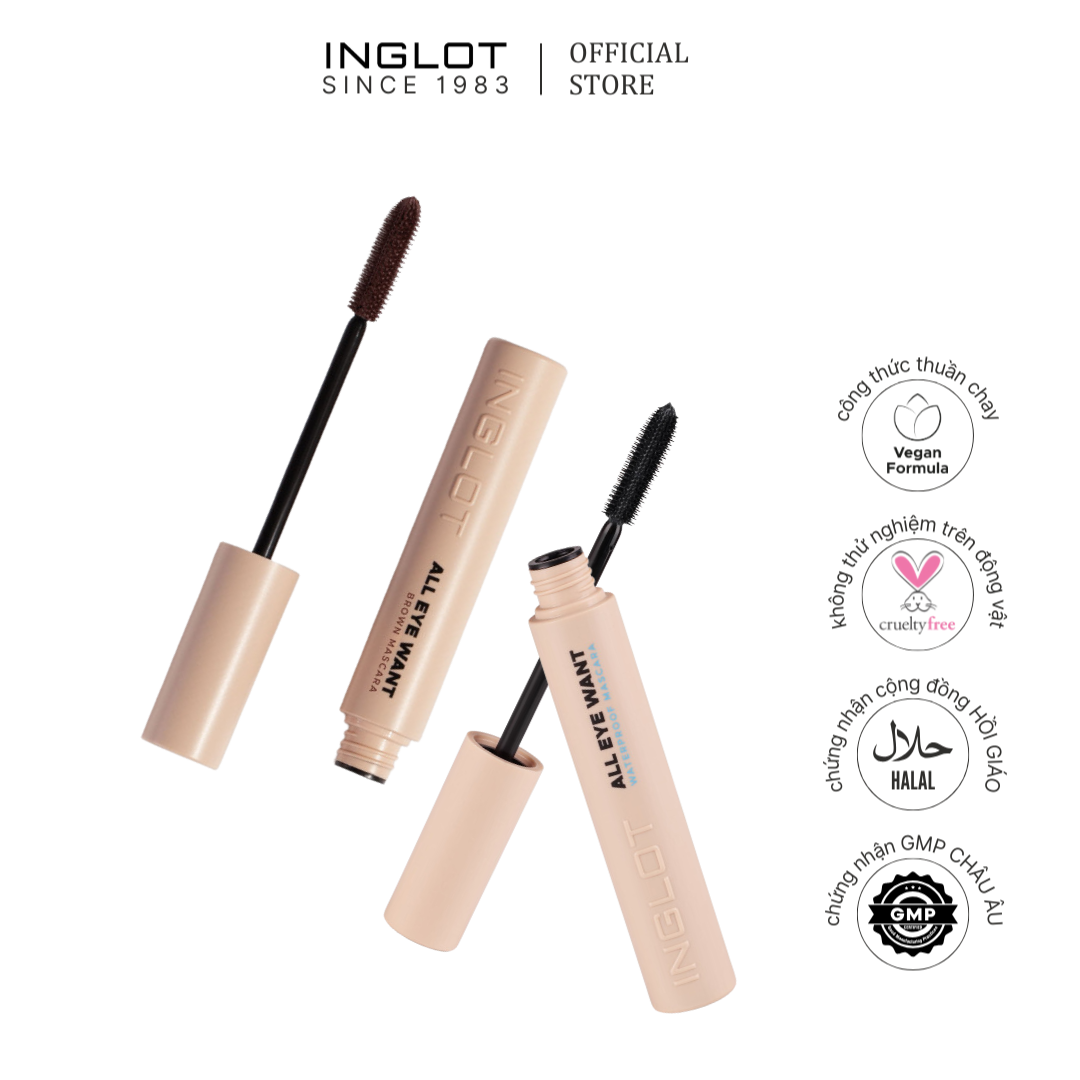 Mascara cong, dày, dài, tơi mi, không trôi All Eye Want Mascara (8.5ml) INGLOT