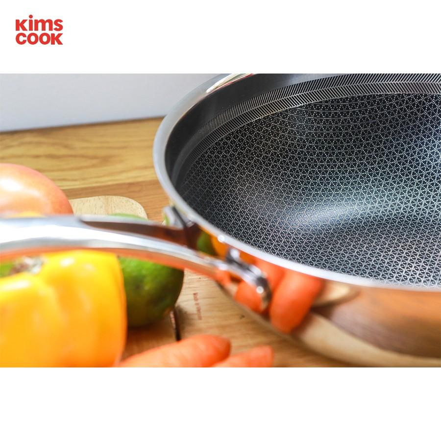 Chảo chống dính sâu lòng Kims Cook Blackcube inox 3 lớp đúc liền đáy từ , Tặng 1 sạn inox