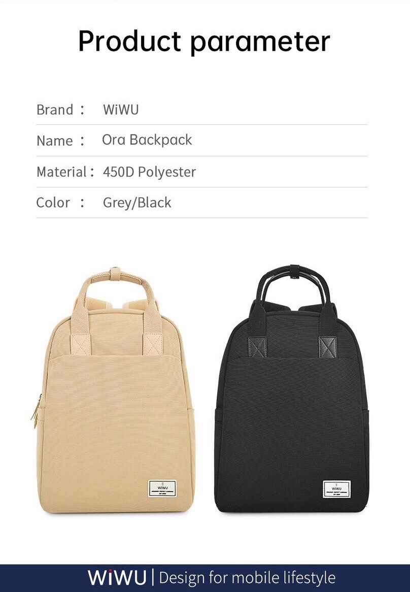 Balo Wiwu Ora Backpack Dành Cho Điện Thoại Di Động, Máy Tính Bảng, Macbook, Laptop Được Làm Bằng Chất Liệu Chống Thấm Nước, Sức Chứa Lớn - Hàng Chính Hãng