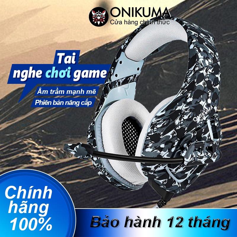 Tai nghe chơi game âm thanh nổi gắn trên đầu màu xám ONIKUMA K1B có micrô [Hàng chính hãng]