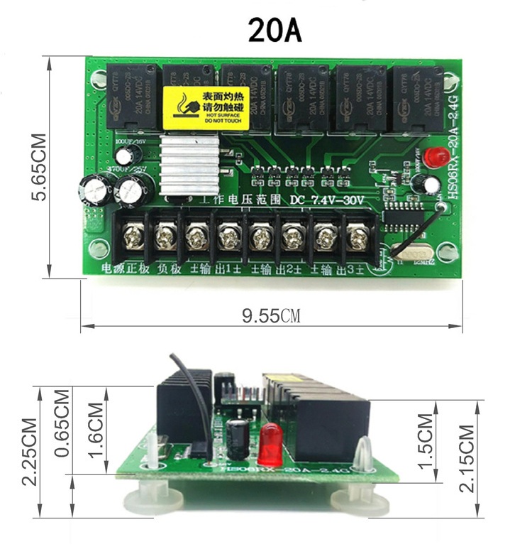 Mạch thu phát 6 Kênh tần số 2.4Ghz nguồn 7.4V đến 30V 20A