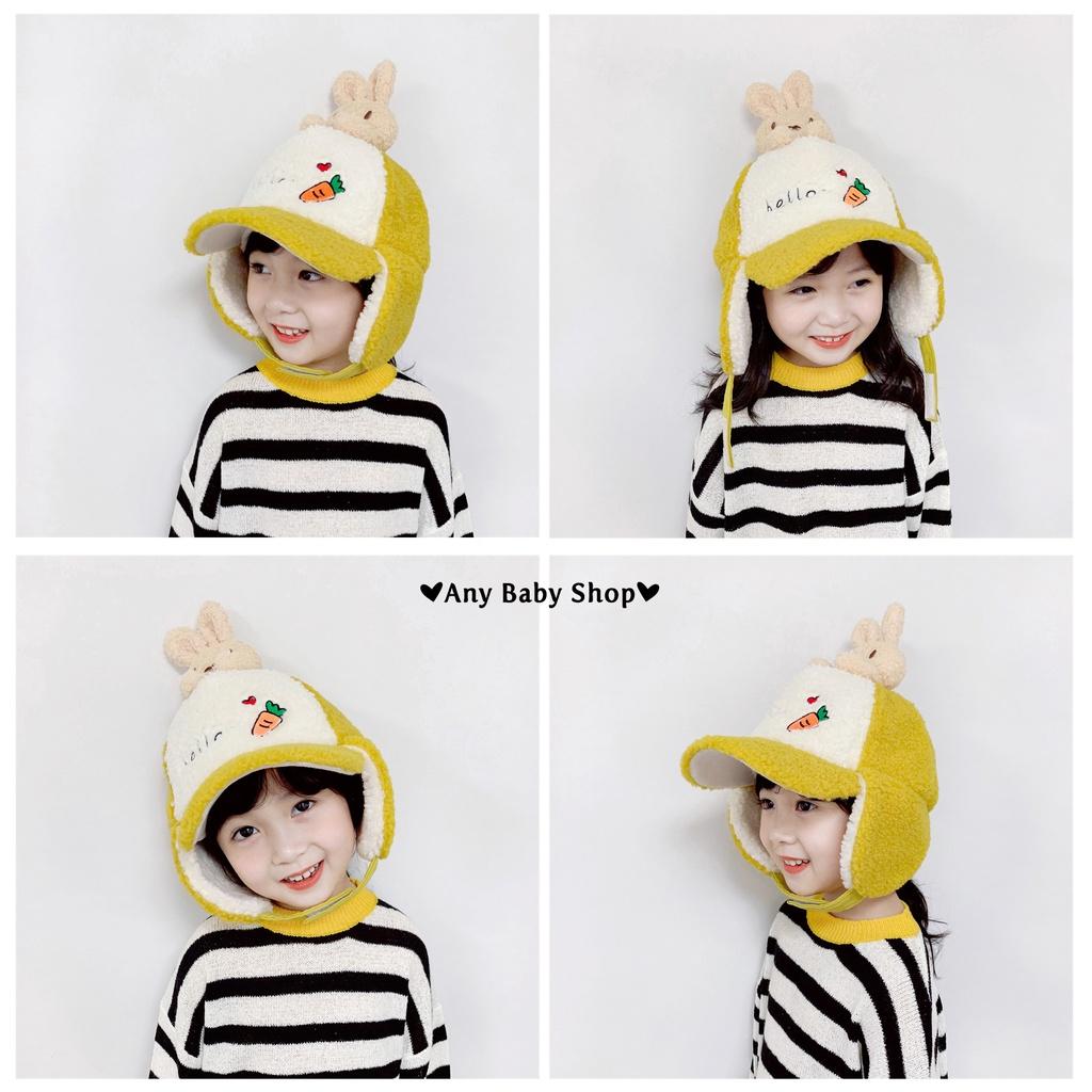 Mũ nón phi công in hình cà rốt và thỏ con cute cho bé trai bé gái có ốp tai nhiều màu dễ thương-hàng có sẵn