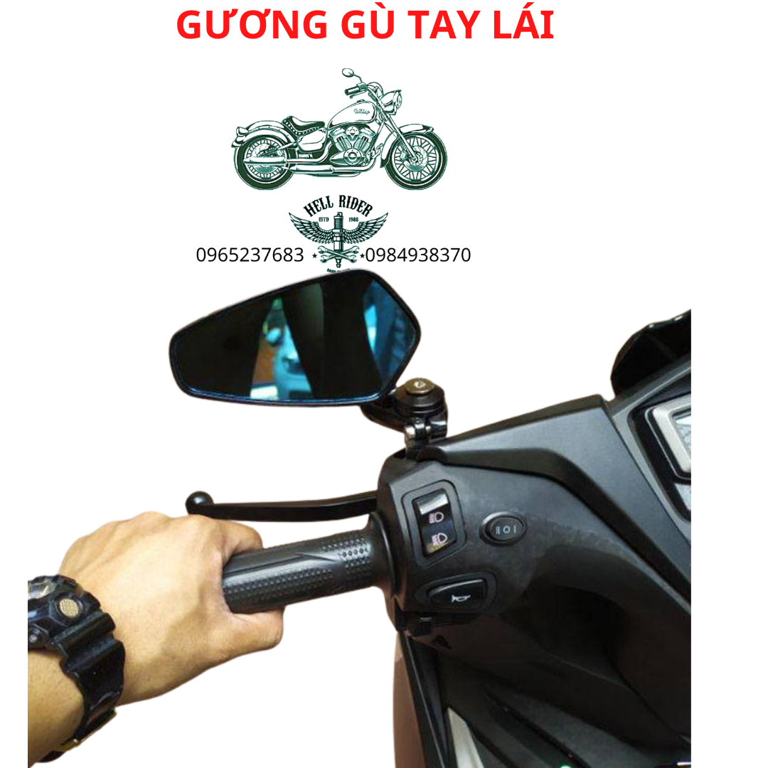 Gương thời trang xe máy, gương gù gắn chân kính có thể xoay gập 360 độ phù hợp láp mọi loại xe