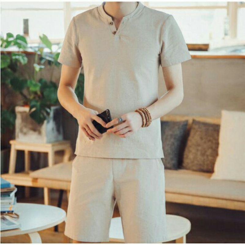 Bộ Đũi Nam Cổ Viền Chất Liệu Vải Cao Cấp Mềm Mịn Mát