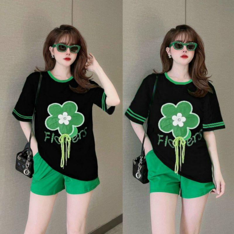 SET BỘ THỜI TRANG FOM RỘNG PHỐI HOA QC
