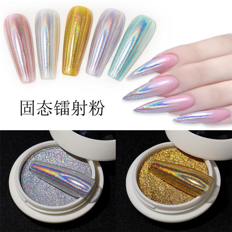 Tráng Gương Cầu Vồng Dạng Nén 2 Màu Vàng Bạc, Dung Tích 0.5g, Siêu Mịn, Bám Chặt Móng, Dễ Sử Dụng Cho Thợ Làm Nail Sơn Gel