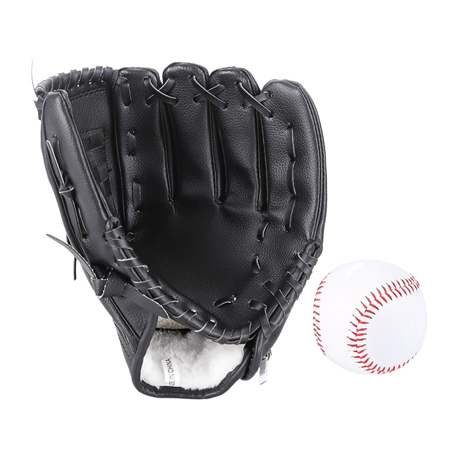 Baseball Fielding Glove and Ball Left Hand Glove Sports Batting Glove Wear Resistant Thickening Durable for Beginner or General Competition