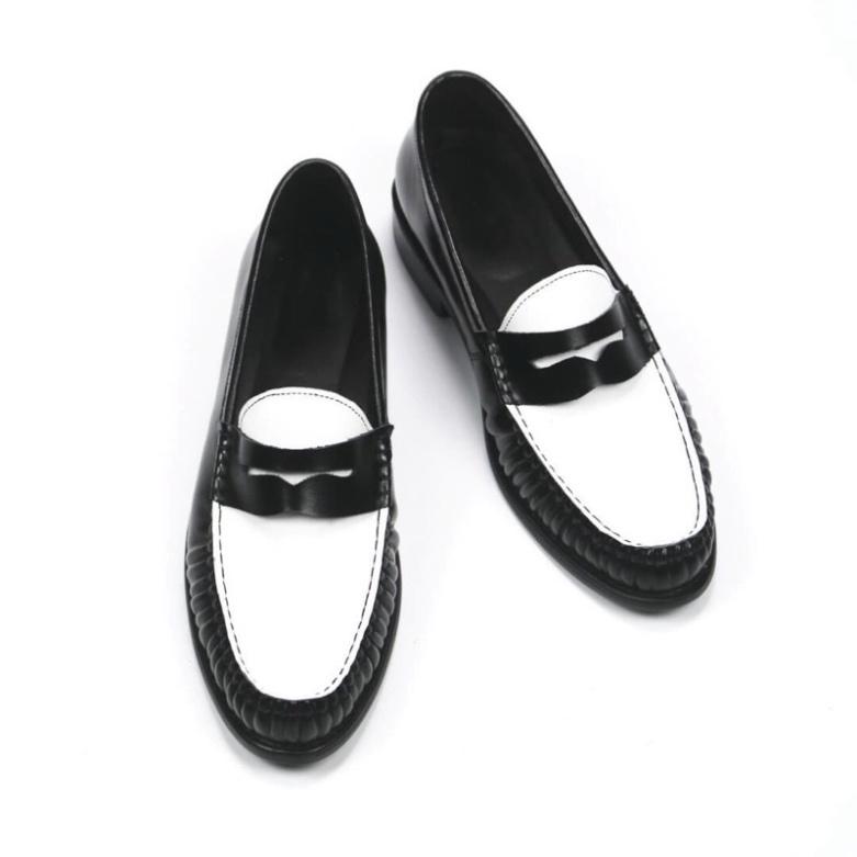 Giày Lười Nam DECEMBER Penny Loafer Black White - LF01