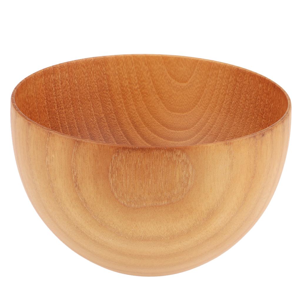 Round Wooden Cereal Bowl Food Container Camping Dinner Lunch Tableware