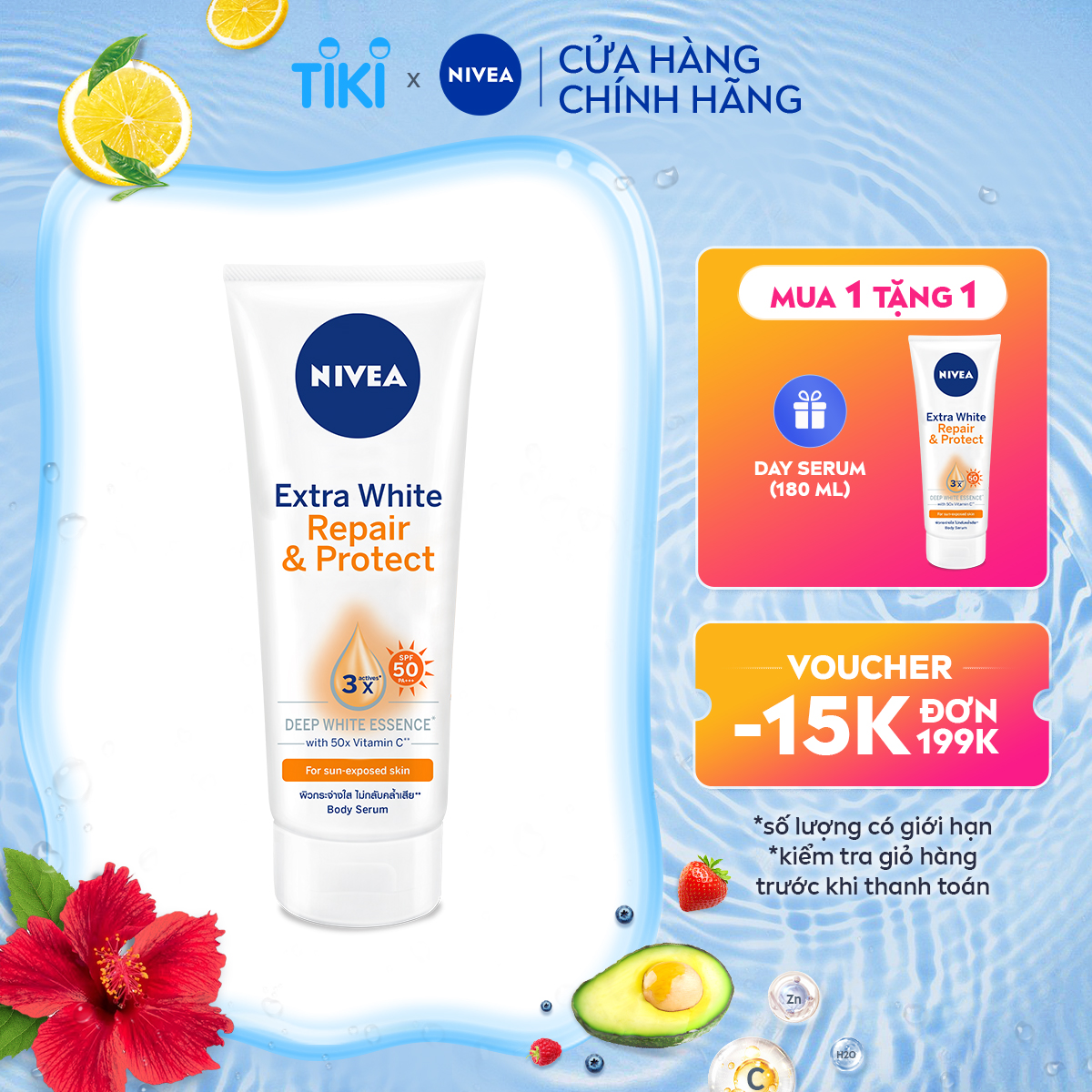 [MUA 1 TẶNG 1] Tinh Chất Dưỡng Thể NIVEA Extra White Dưỡng Sáng Da Mịn Da Ban Ngày