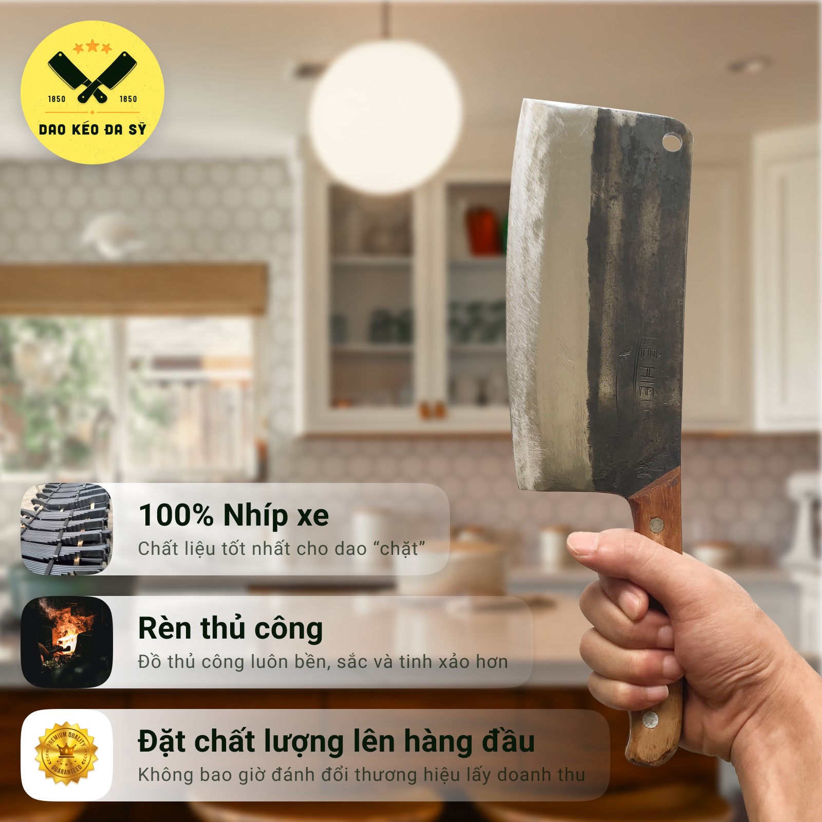 Dao chặt gà, dao chặt vịt - Dao chặt Đa Sỹ - 100% Nhíp xe siêu sắc