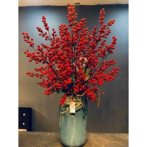 Cành Rẻ Quạt, Đuôi Công nhũ vàng ,Cành đào đông đỏ cành quả cherry trang trí nội thất