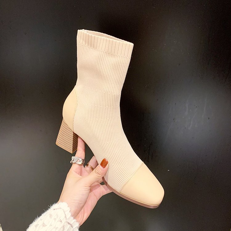 Giày đan gót vuông phong cách Âu Mỹ size 37