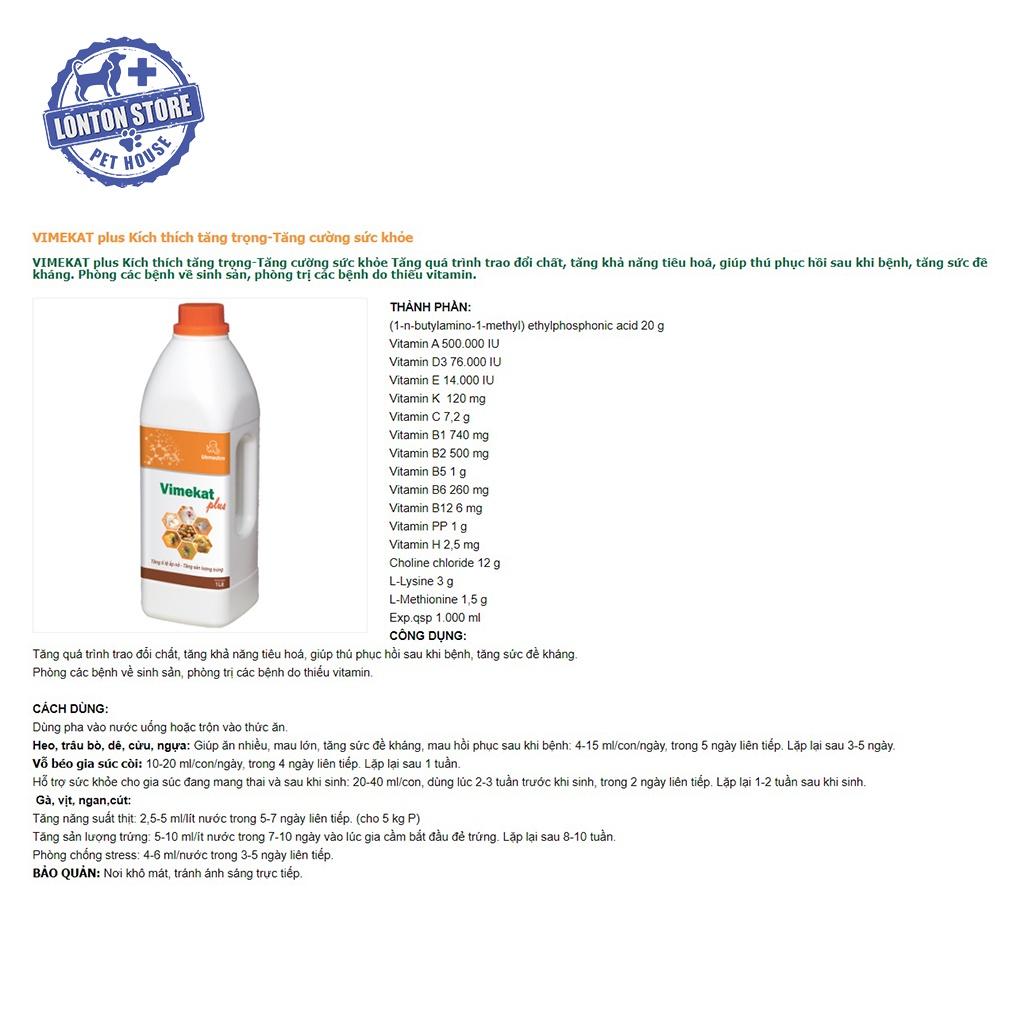 Vimekat Plus - Bổ Sung Dinh Dưỡng Cho Vật Nuôi, gà vịt đẻ trứng, 120ml, 1lit