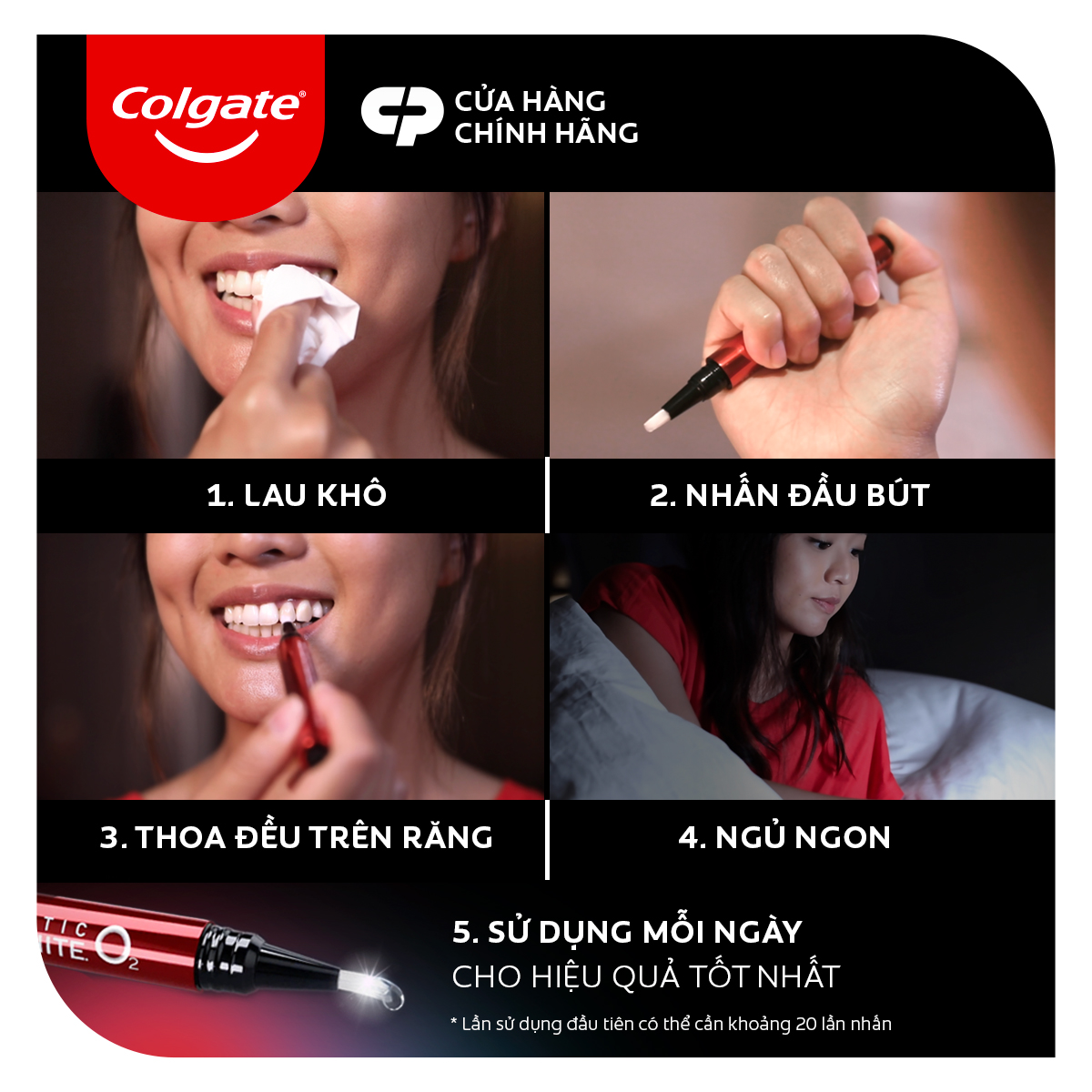 Bút làm trắng răng Colgate Optic White O2 an toàn tại nhà, không ê buốt