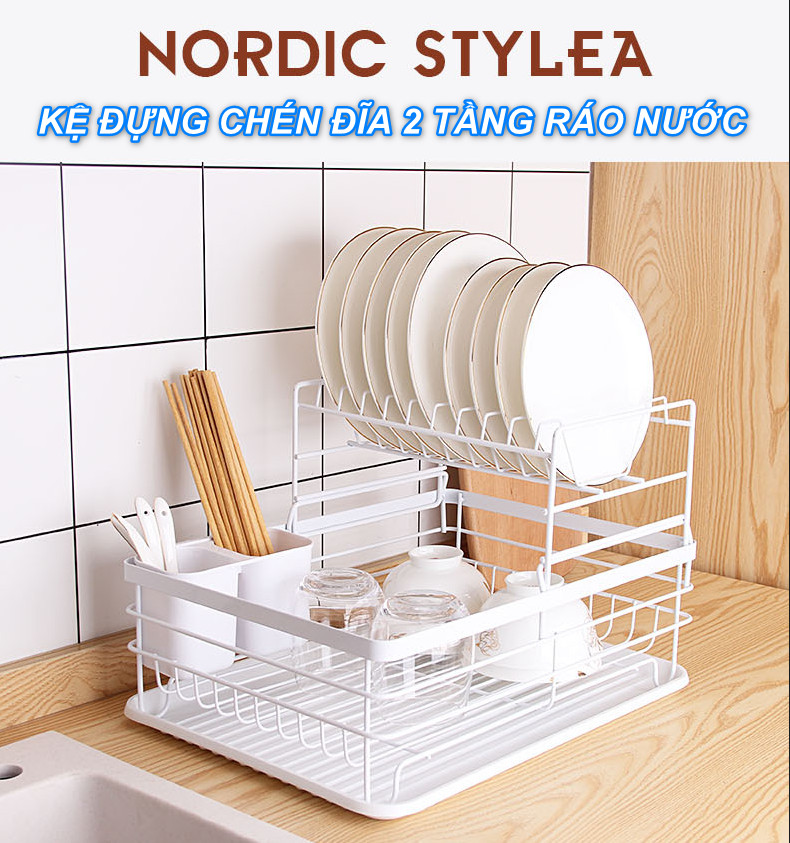 KỆ ĐỰNG CHÉN ĐĨA RÁO NƯỚC MAPLE JOY BLACK 2 TẦNG RÁO NƯỚC