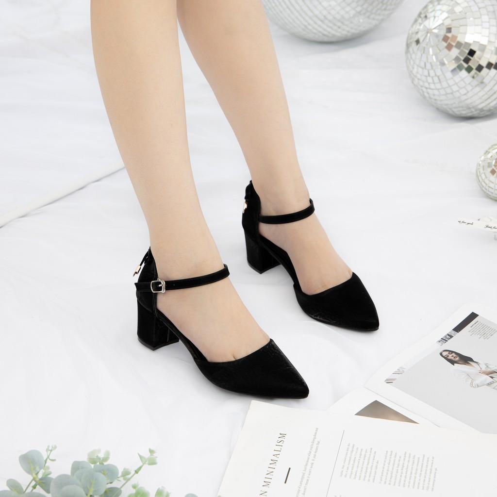 GIÀY CAO GÓT NỮ MWC- CAO GÓT QUAI HẬU-CAO GÓT MŨI NHỌN -CAO GÓT VUÔNG 5CM- CHẤT LIỆU LỤA SATIN SANG TRỌNG NUCG-3970