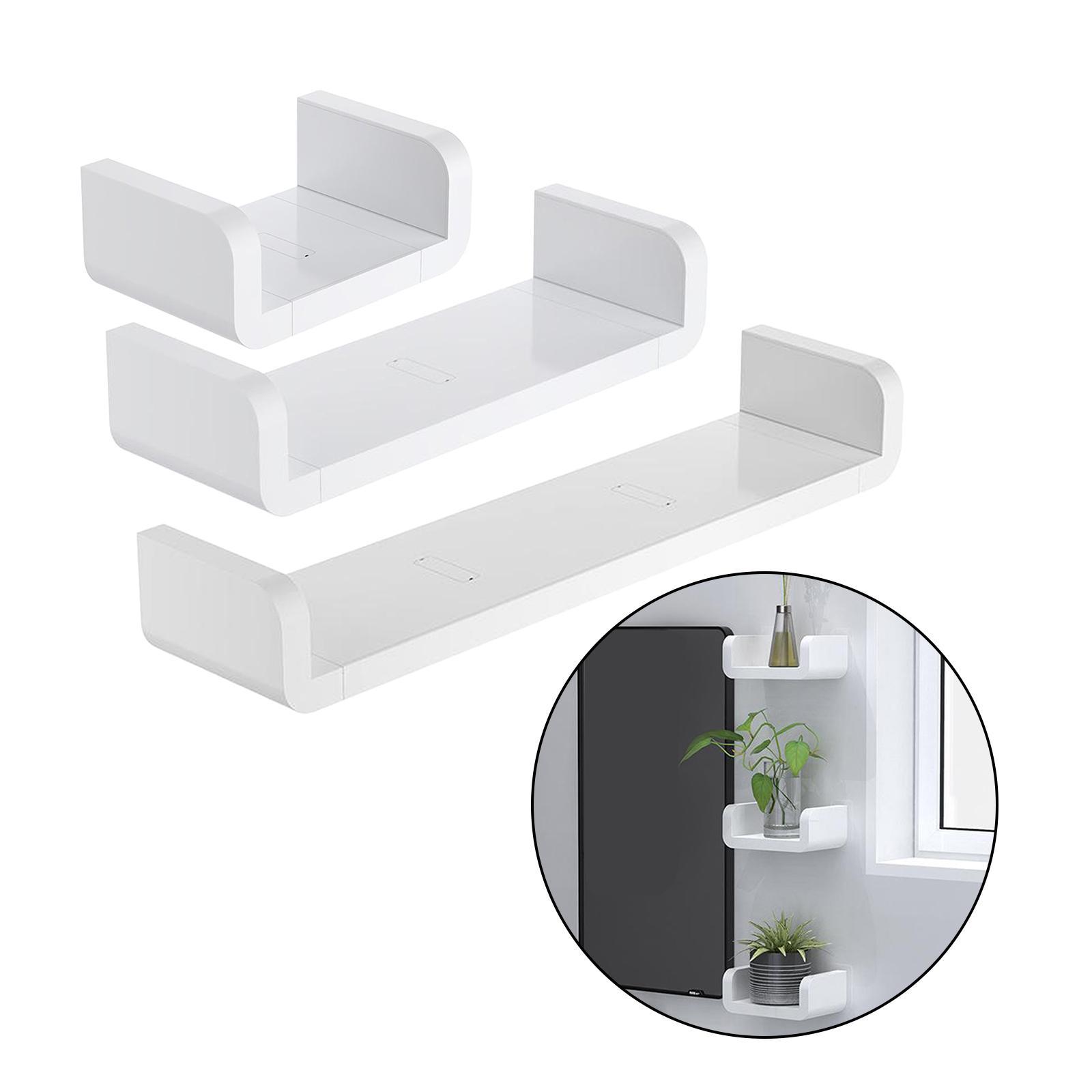 3Pcs Floating Wall Shelves White Bathroom Display and Organizers