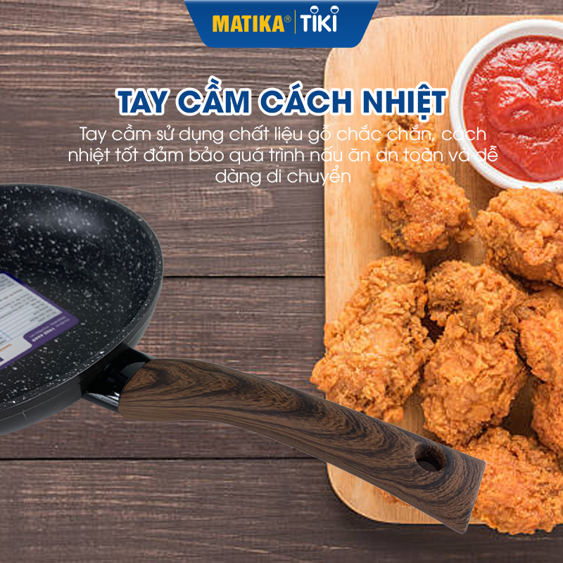 Chảo Chống Dính Vân Đá MATIKA MTK-SP1520 Đáy Từ Cao Cấp - Hàng Chính Hãng