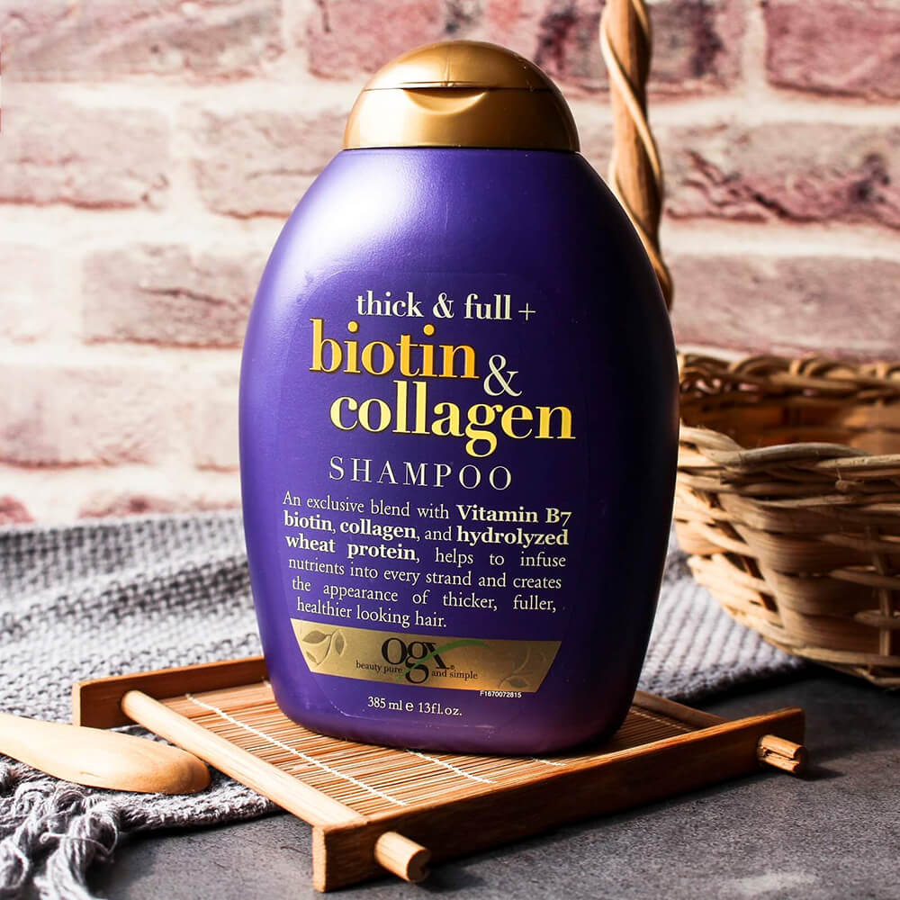 Dầu Gội OGX Biotin &amp; Collagen Think Full 385ml + LƯỢC