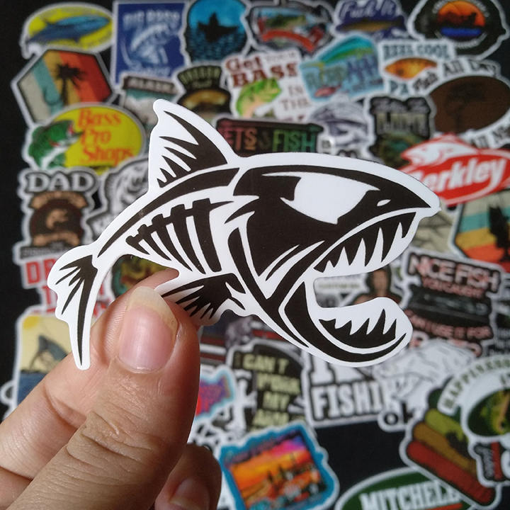 Bộ Sticker dán cao cấp chủ đề CÂU CÁ - FISHING - Dùng dán Xe, dán mũ bảo hiểm, dán Laptop...