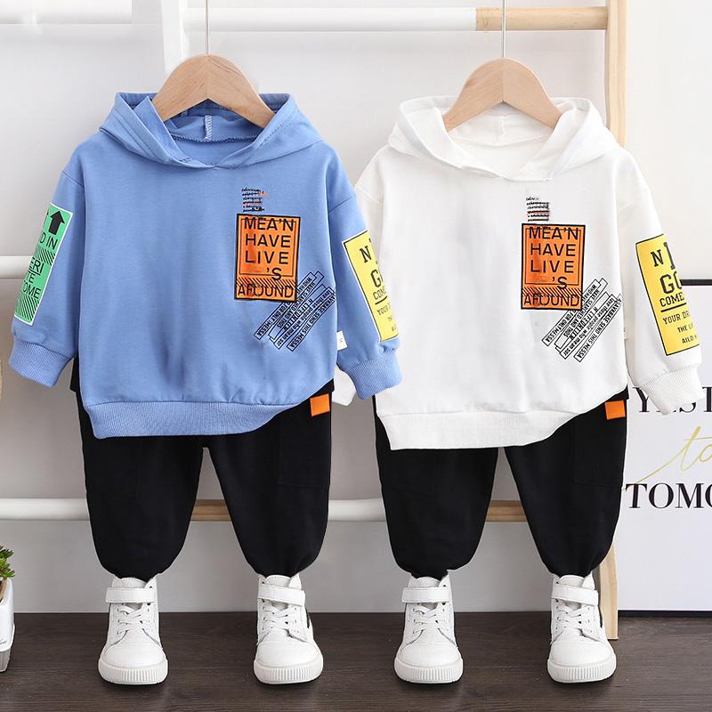Bộ Quần Áo Bé Trai Cotton Nguyên Chất Áo Len Thu Đông Phù Hợp Với Bé Trai In Chữ Cái Mũ Trùm Đầu Quần Áo Thể Thao Cho Bé 2 phù Hợp Với