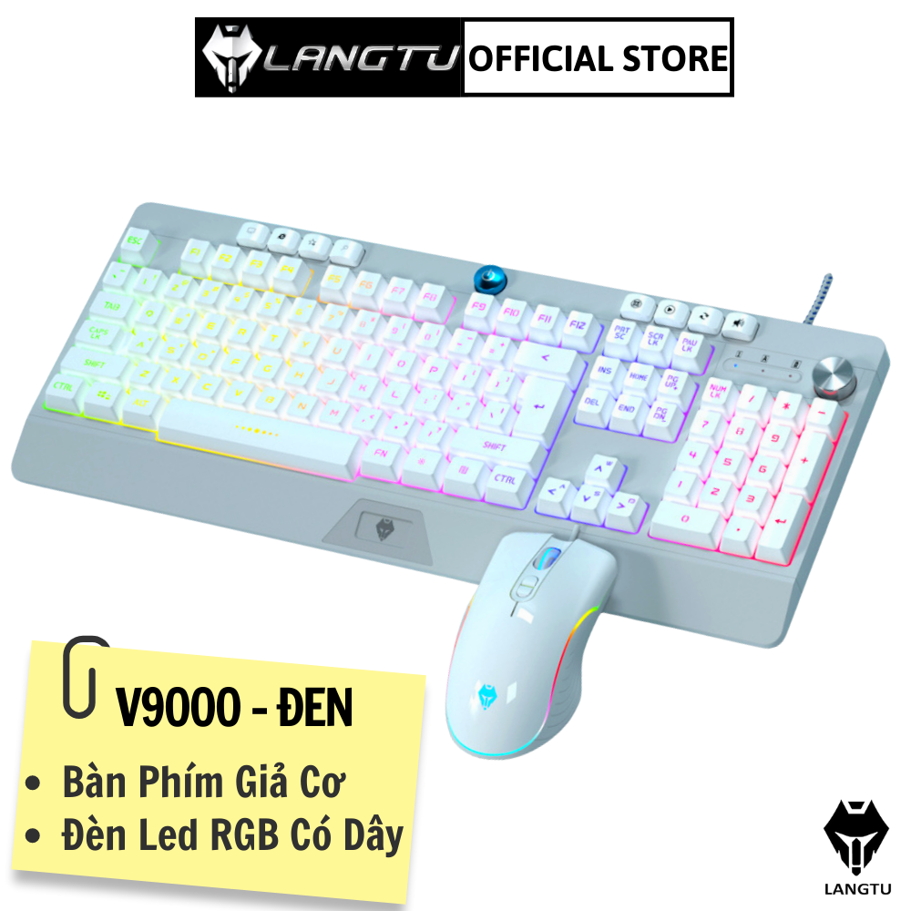 Bàn Phím Giả Cơ Gaming Kèm Chuột V9000 LANGTU Có Dây Đèn Led Hàng Chính Hãng