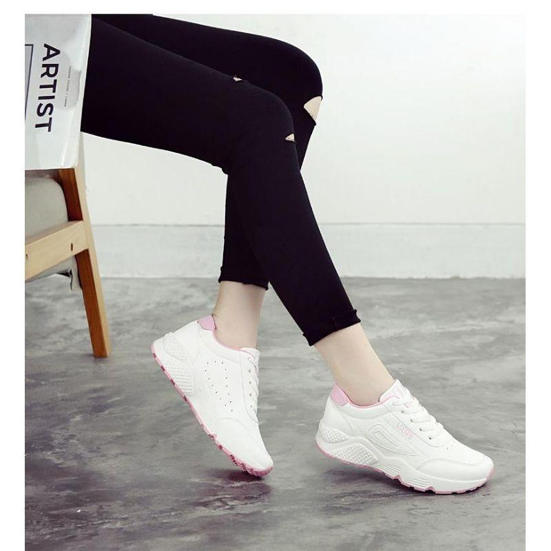 Giày dép nữ đẹp,Giày sneaker nữ trắng đế cao phối màu cá tính cực đẹp, Giày thể thao nữ đường 2 chỉ thời trang