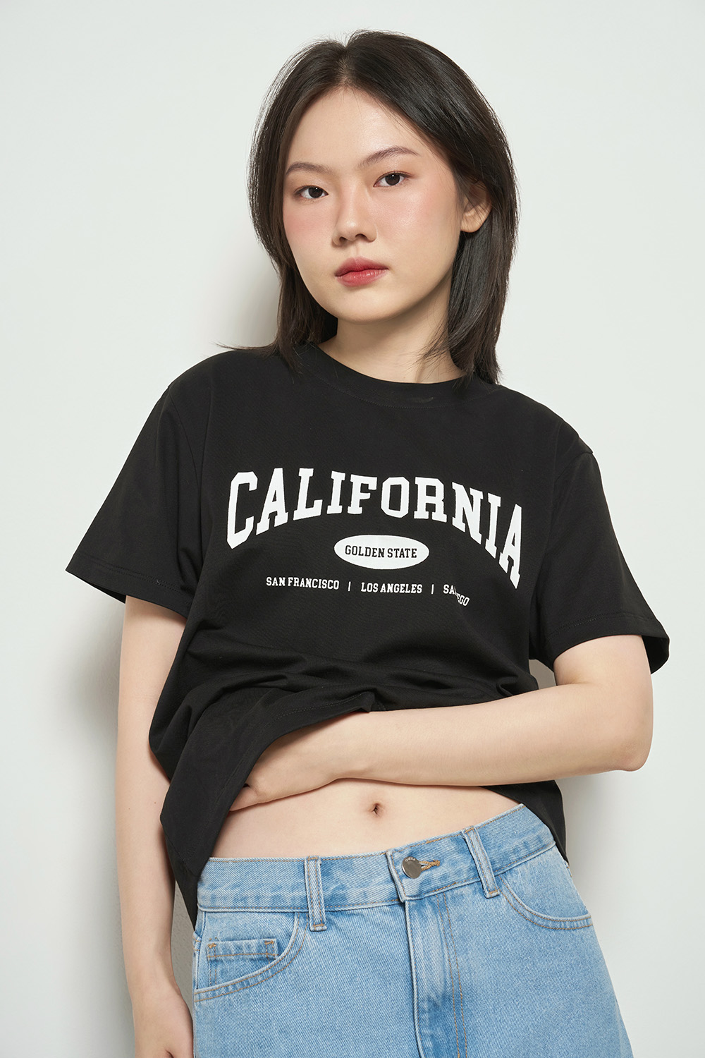 DOTTIE - Áo thun in chữ Cali - Đen - Freesize - T0723