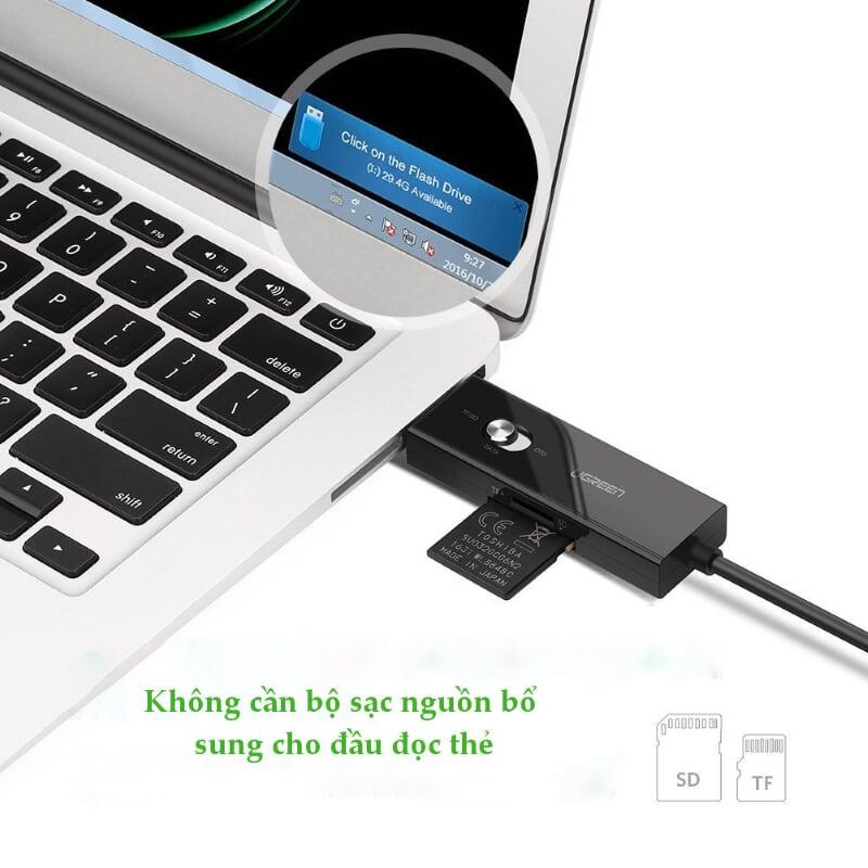 Ugreen UG30518US190TK 30CM màu Đen Cáp chuyển MICRO USB sang USB 2.0 đọc thẻ SD + TF hỗ trợ OTG - HÀNG CHÍNH HÃNG