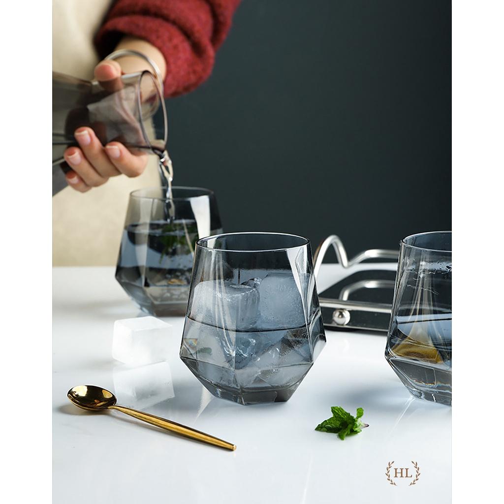 BÌNH CỐC THỦY TINH DECOR NÚM GỖ | BỘ BÌNH CỐC THỦY TINH LỤC GIÁC PHONG CÁCH SCANDINAVIA NÚM GỖ