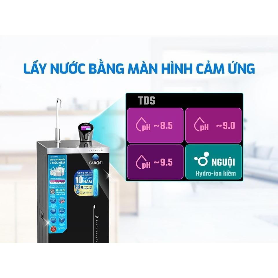 Máy lọc nước Hydro-ion kiềm Karofi KAE-S68 PRO, 5 tấm điện cực tin tan, 4 chế độ nước - Hàng Chính Hãng
