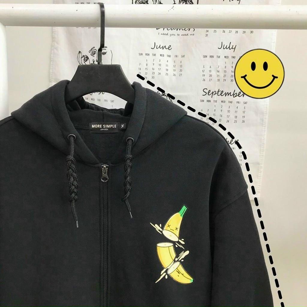 ÁO HOODIE NAM NỮ VẢI NỈ POLY DÀY MỊN CHÉM QUẢ CHUỐI CÓ KHÓA KÉO Áo Khoác Nỉ Hoodie Zip Trắng Đen Nam Nữ Unisex-Jins Store