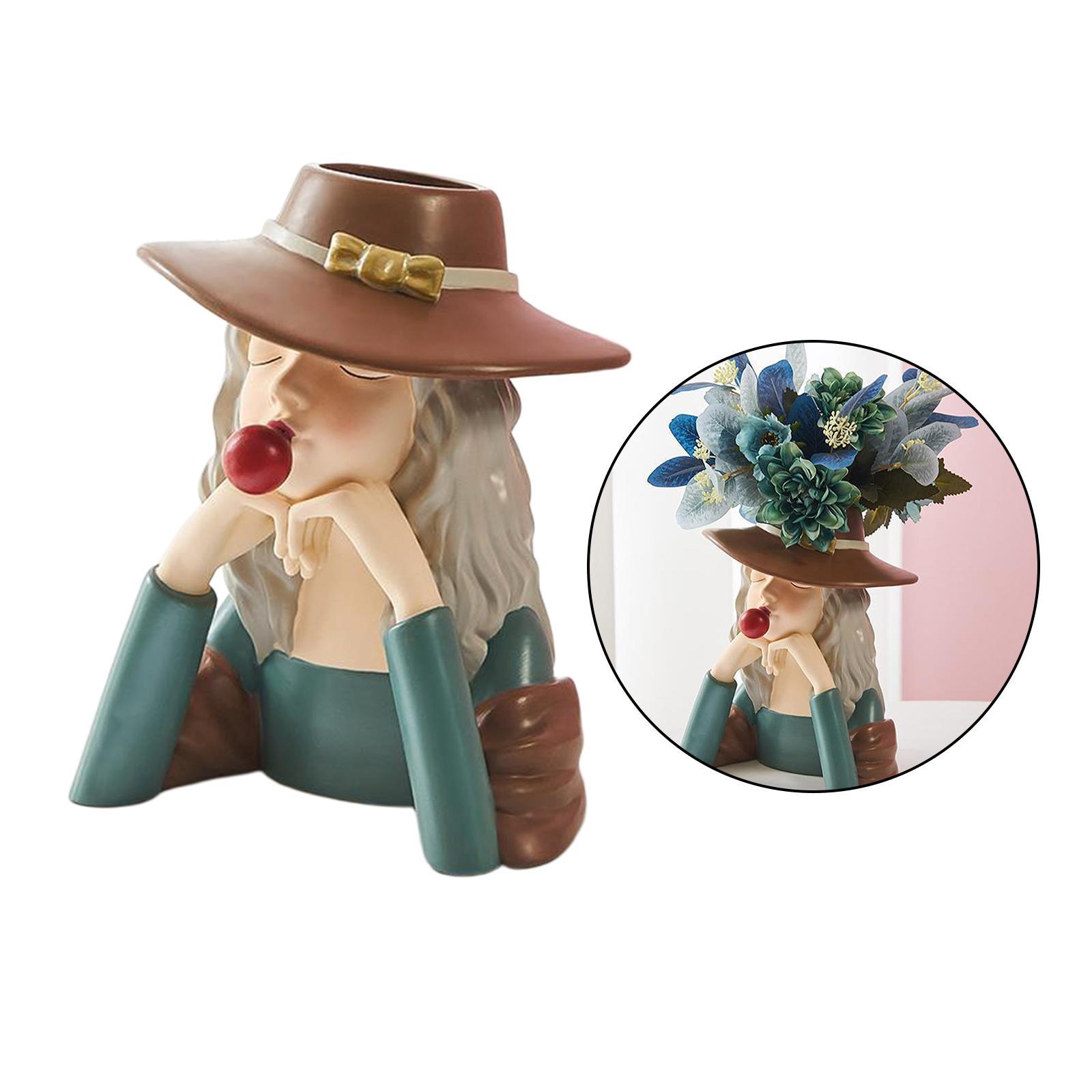 Blowing Gum Girl Flower Vase Ornaments Art Artificial Flower Dried Flowers Vase