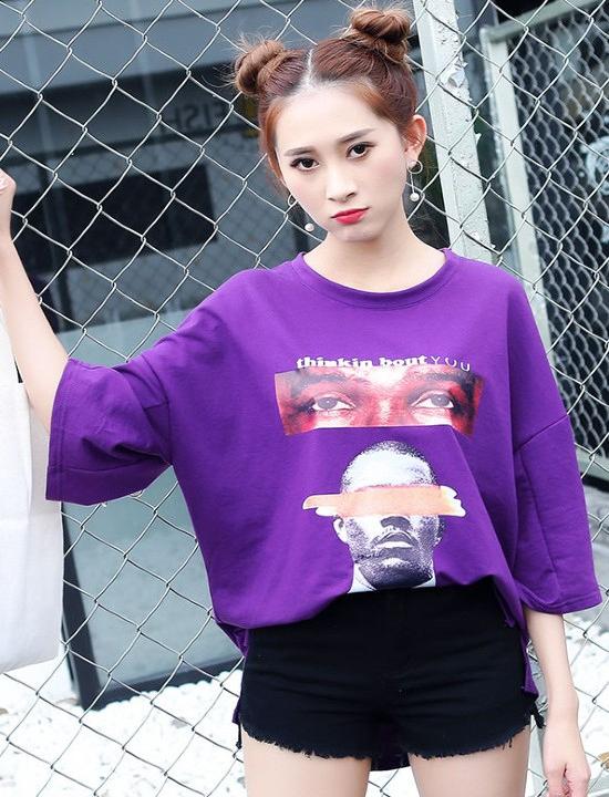 Áo thun oversize thinkin about you Mã: AX3224 - TÍM