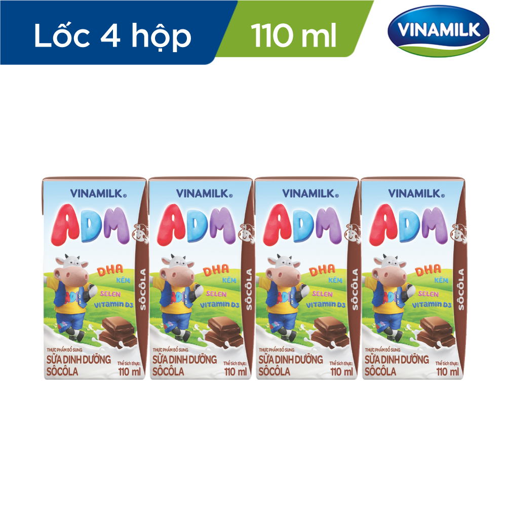 Thùng 48 Hộp Thức uống Sữa Lúa mạch Sôcôla Vinamilk ADM (110ml)