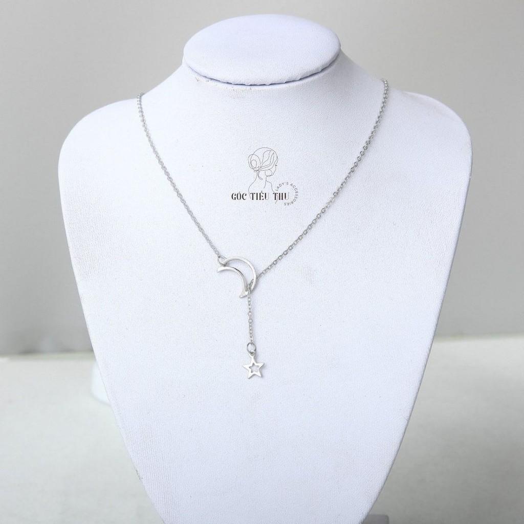 Vòng Cổ Mạ Vàng Bạc Tăng Kích Cỡ Tiện Lợi Mặt Trăng Ngôi Sao - MS002