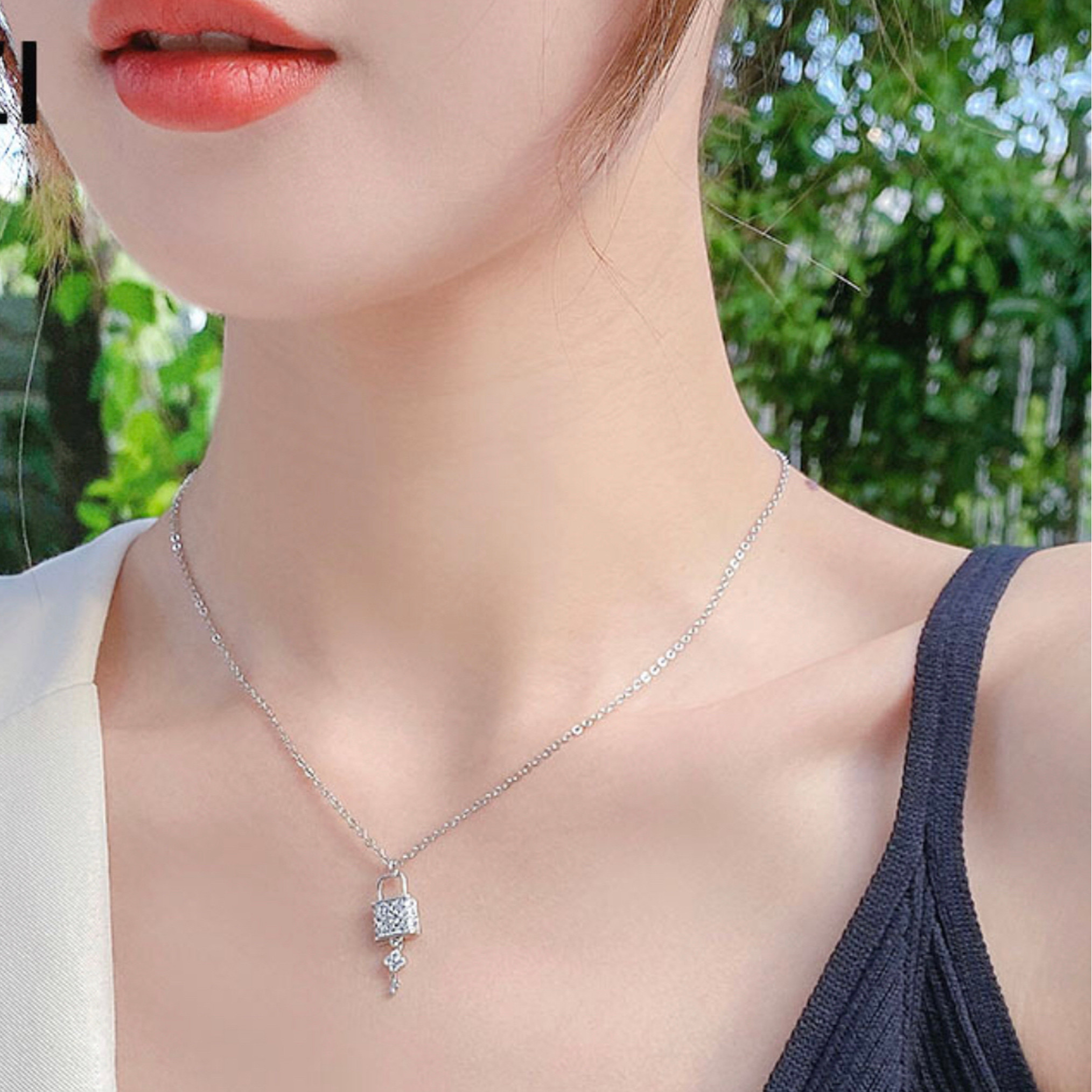 Dây chuyền bạc nữ chìa khóa và ổ khóa DCN02 phong cách độc lạ